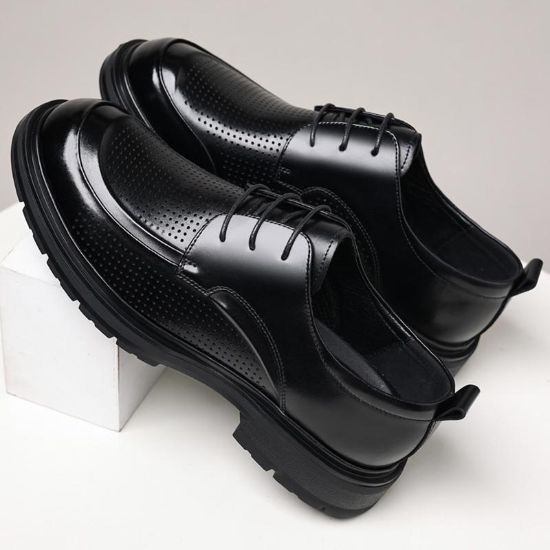 Fashion Summer Men Wedding Leather Shoes Business Men's Casual Shoes Youth British Style Hollow Fashion Breathable Shoes Big Size 38-46