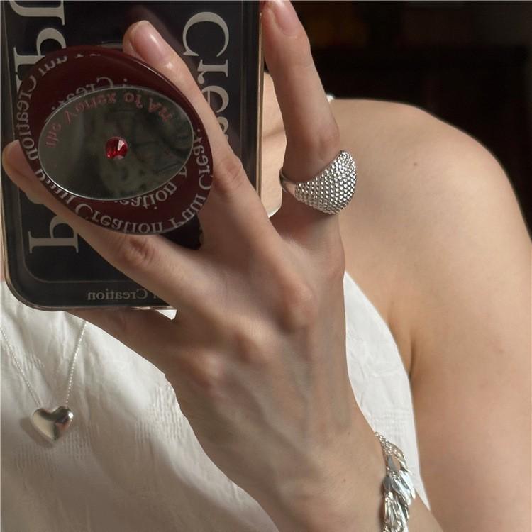 Luxury Grid Round Ball Adjustable Women s Fashion Ring Adjustable Open