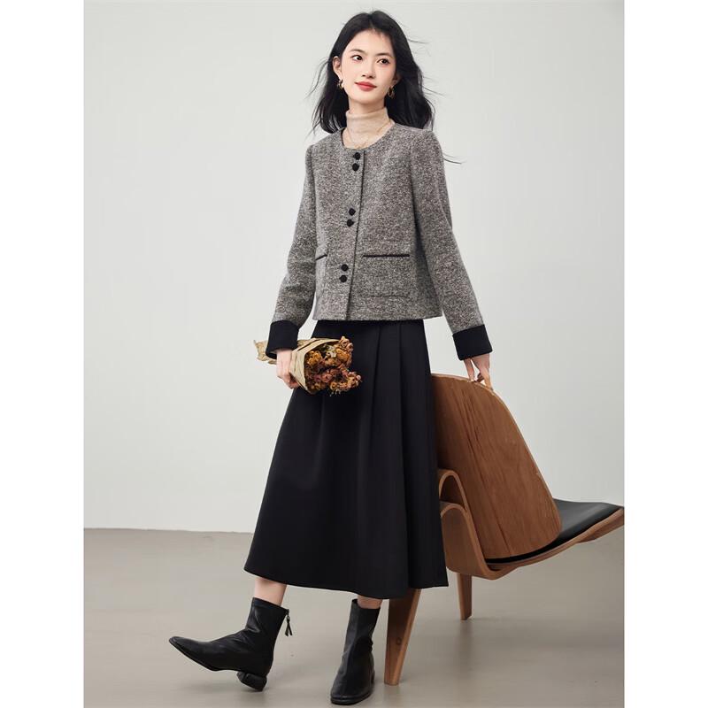 Women's Chic Wool Down Jacket & Skirt Set