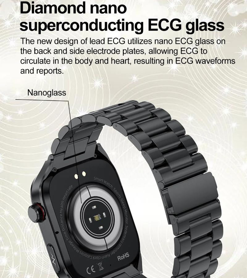 Montre Intelligente ECG+PPG Appel BT Rappel Push Examen Physique Montre de Santé Pression Artérielle Acide Urique Oxygène Sanguin Sport Montre Intelligente