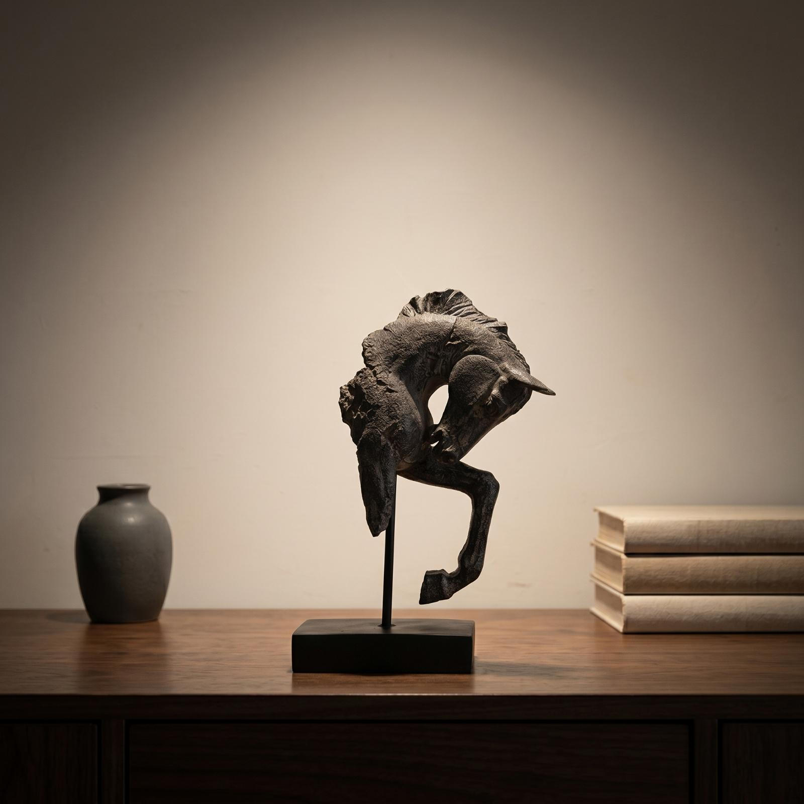 Horse Sculpture on Stand Vintage-Style Statue
