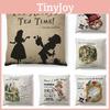 Cartoon Alice In Wonderland Cotton Linen Cushion Cover For Any Room**