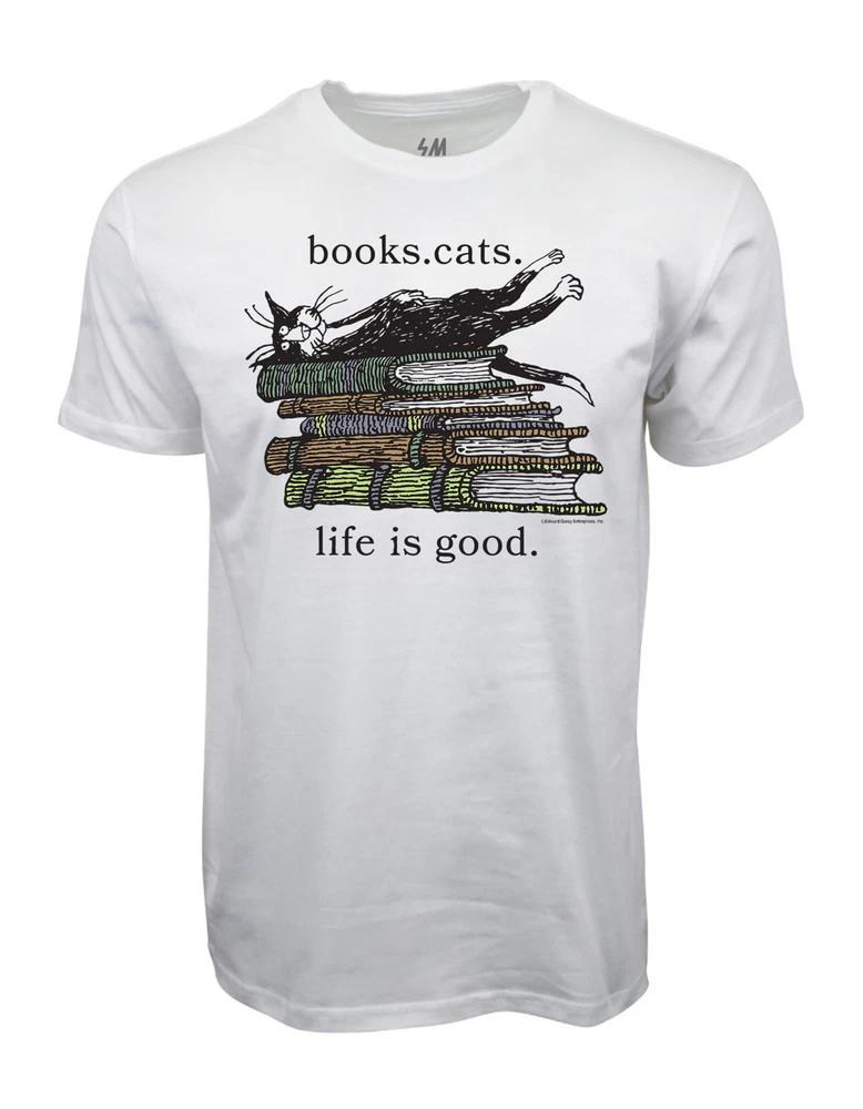 Books Cat Life Is Good Graphic T Shirt S
