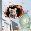 Peeking Mouse from Hole Wall Stickers, Creative Tunnel Scene Self-Adhesive PVC Decals for Kids Room Skirting Board Decoration
