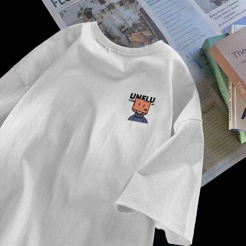 Mens Original Classic Street Plus Size Student Casual Unisex Tshirt American Retro Youth Fashion Round Neck Short Sleeved Top