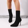 Booties Women's High Heel Stiletto Heel Pointed Toe Stretch Skinny Boots Autumn and Winter High Heels New Sexy Mid-Leg Boots