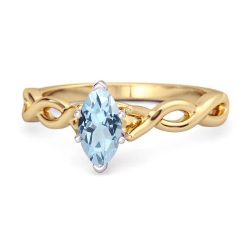 Blue Topaz Marquise Ring -925 Sterling Silver Gold Vermeil 10