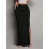 Women Solid Color Elegant Split Hip Wrap Long Casual Commute Pencil Skirt