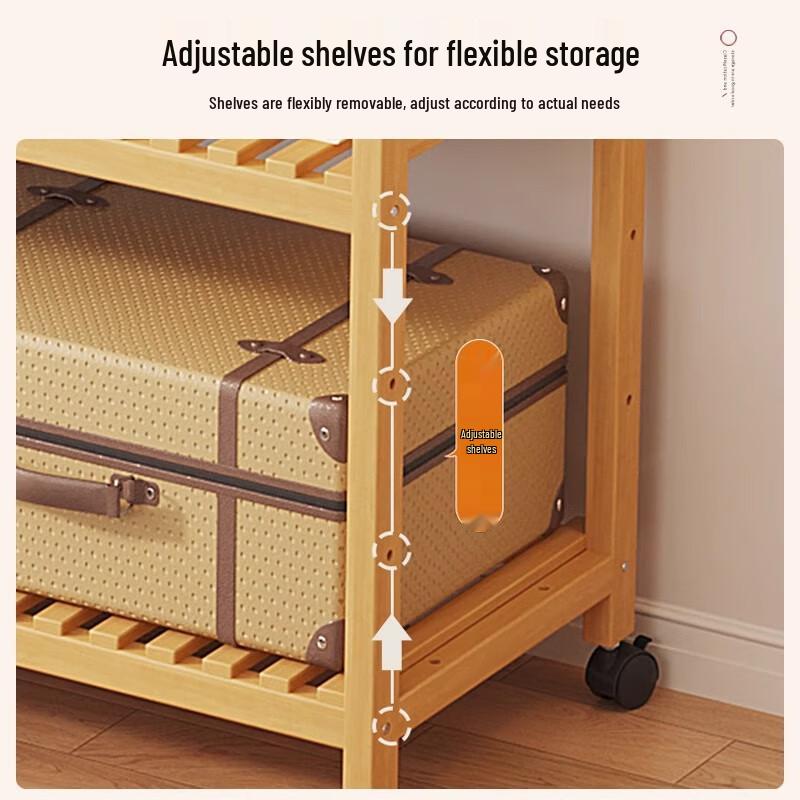 Minimalist Bamboo Clothes Rack with Storage Cabinet