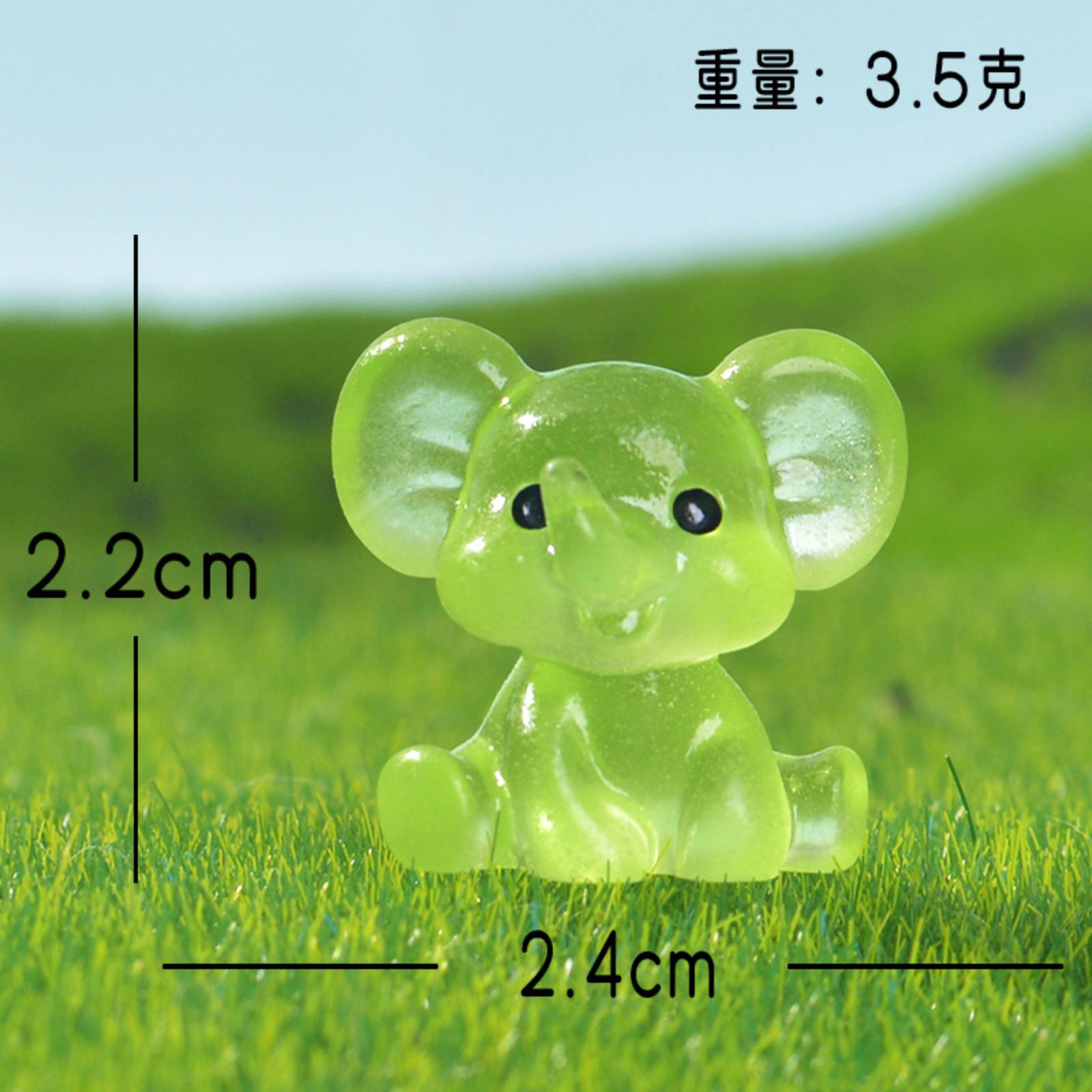 Miniature Decorative Figurines, Cartoon Figurines, Resin Crafts,  Accessories, Glow-in-the-Dark Elephant Ornaments, Desktop Decorations One Size зелёный