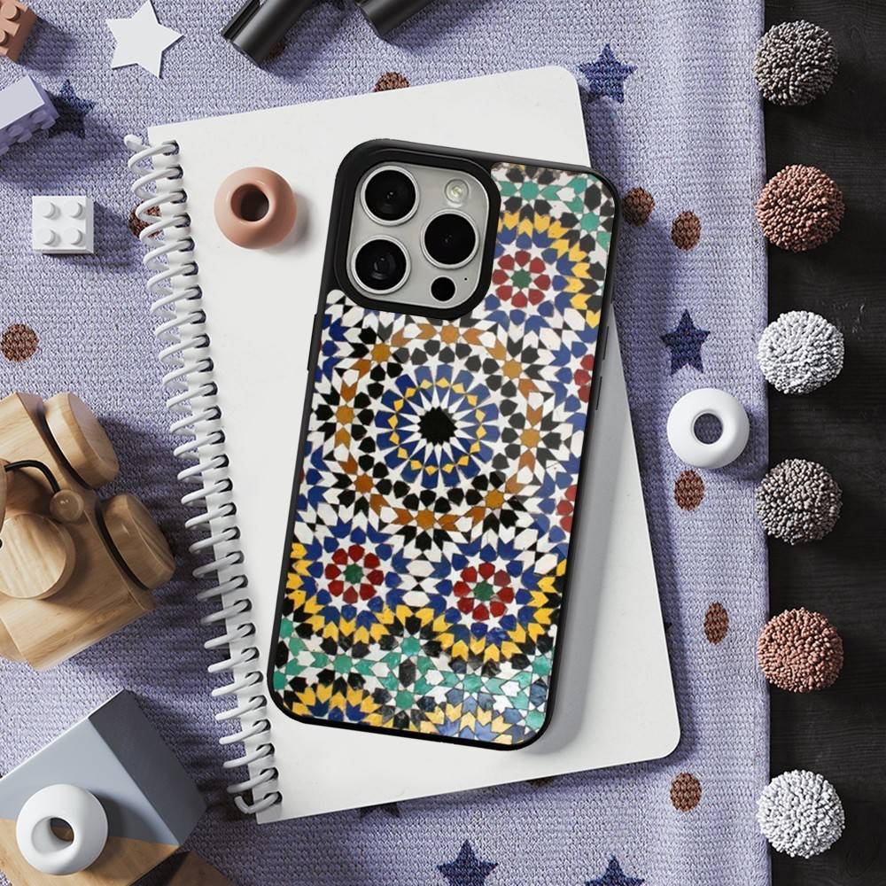 Tile Moroccan For iPhone Mini,13,Max,11,15,17,14,Plus,12,Pro,16,For Magsafe,Magnetic Wireless Charging Case