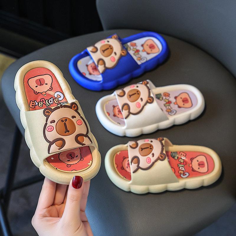 

Kapibara children s slippers summer cute cartoon boys and girls baby children middle and older children parent-child cool slippers new 24-25 хакі