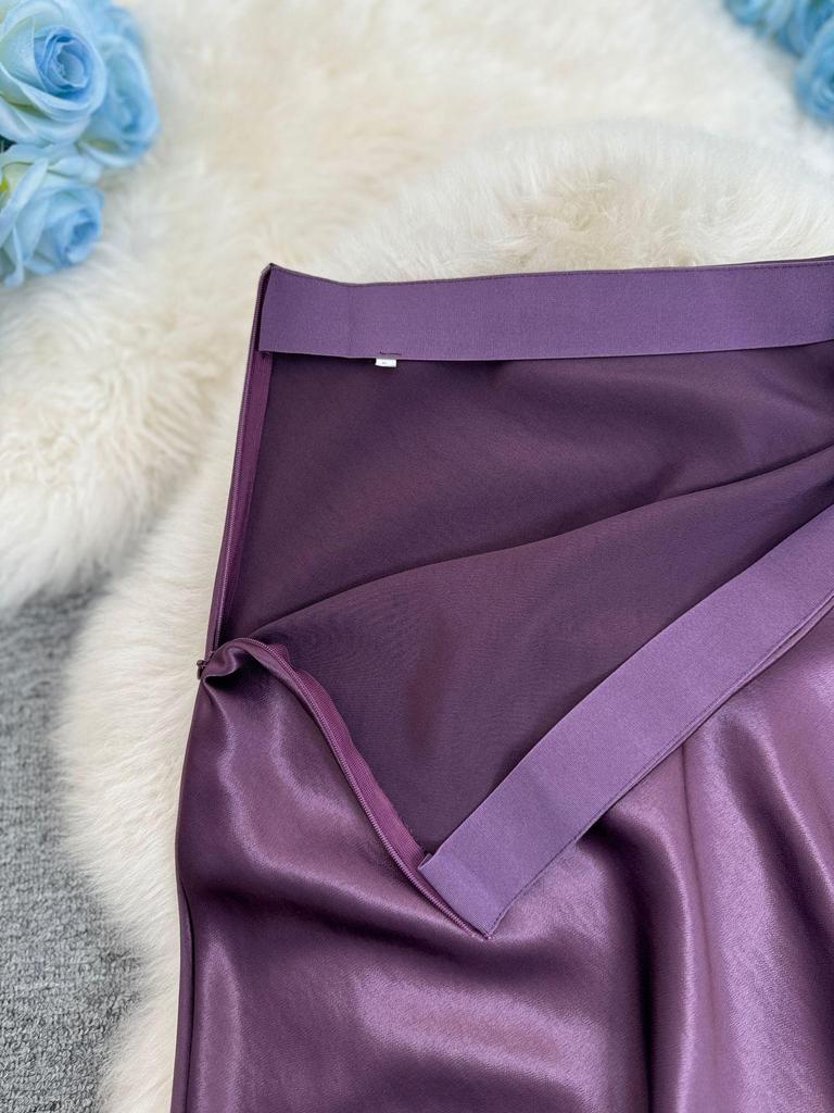 European-South African Satin Fishtail Maxi Skirt – Elegant Resort Style