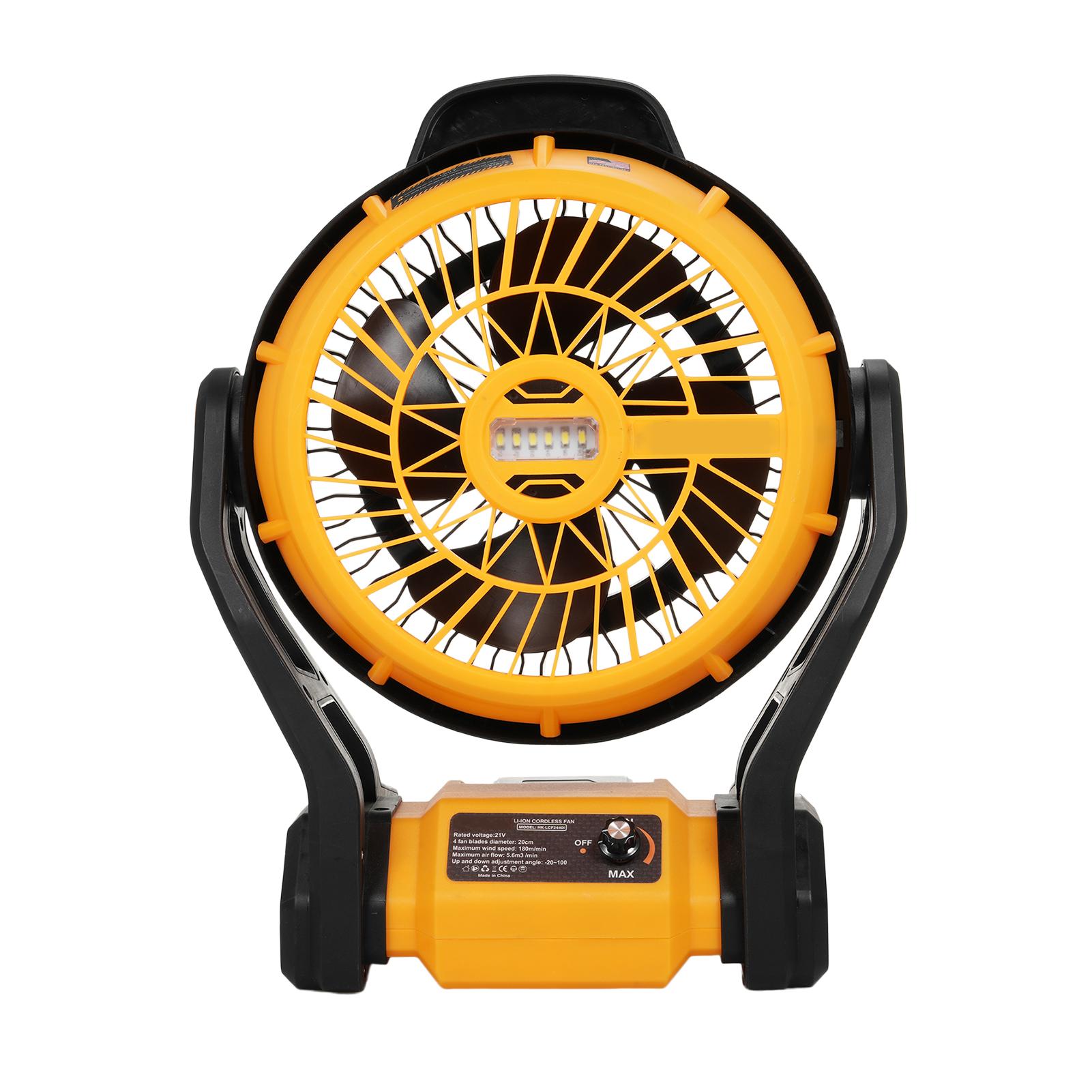 

Вентилятор для кемпинга со светодиодным фонарем. 8-дюймовый перезаряжаемый уличный вентилятор для палатки с поворотом головы на 270 градусов и аккумулятором.