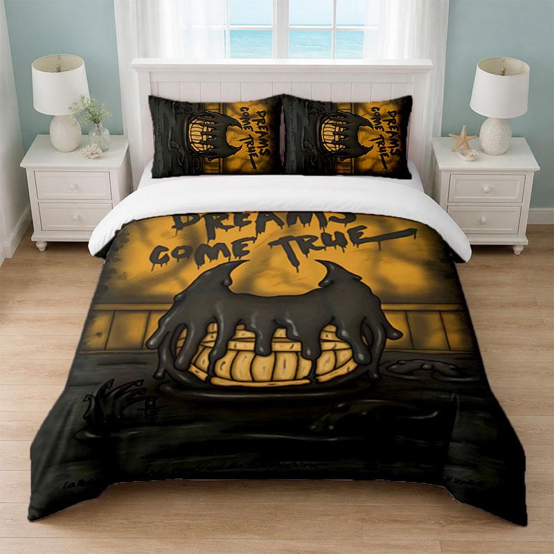 Bendy and the Ink Machine Bedroom 3Pcs Bedding Set Soft Bed Sheet Pillowcases Home Bedding Decoration