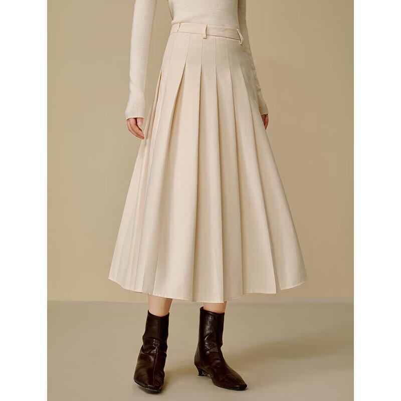 Yinman Women's High-Waisted A-line Pleated Midi Skirt