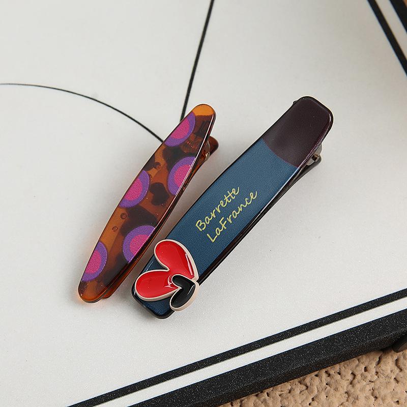 Vintage Plaid Geometric Hair Clip Set Korean Heart Bangs Hairpins Duckbill Clamp Barrettes For Women Hair Accessories Ornament Gifts