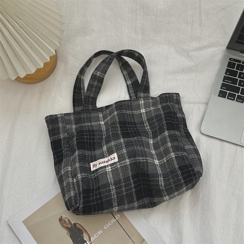 Stylish Plaid Tote Bag With Spacious Design Perfect For Daily Commuting And Work