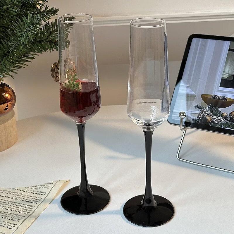 ZISIZ Christmas Black Stem Champagne Glass