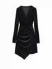 Golden Velvet Slim Fit Little Black Dress - Elegant Petite Short Skirt (2025)