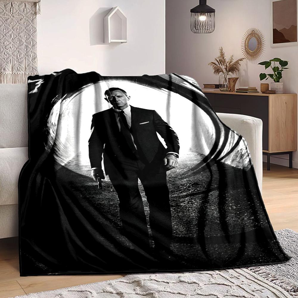 1Pc James Bond Shadows Blanket Soft And Comfortable Casual Warm Camping Travel Christmas Halloween Xmas Gift Em92429