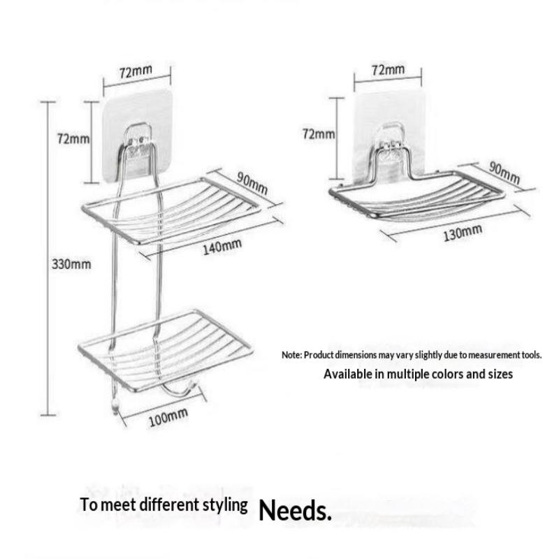 1Pc Stainless Steel Soap Rack Punch Free Nail Free Bathroom Single Layer Drain Wall Hanging Sucker Soap Box Light Luxury Shelf