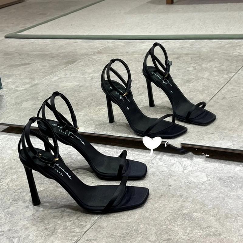 

Fashion FHC New Women High Heels Sandals,Square Toe Summer Shoes,Ankle Buckle Strap,French Style,Size 35-39,Black,Dropship 35 чёрный