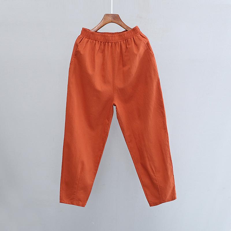 Autumn 2025 Women's Cotton-Linen Slimming Harem Pants - Versatile, Lightweight, Seven-Point Carrot Style
