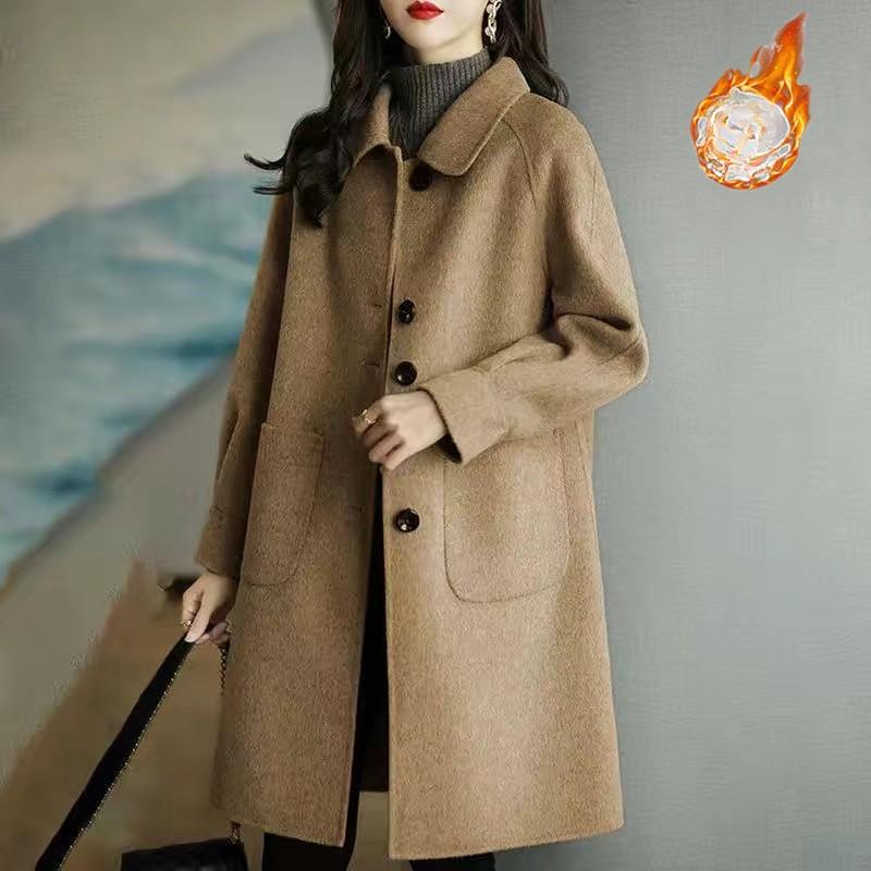 New Autumn and Winter Wool Korean Style Thickened Wool Coat Stylish Small Mid-length Women's Jacket
