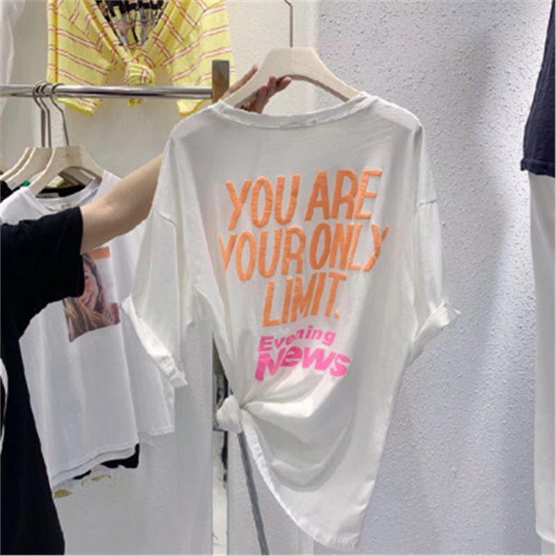 

Women s Summer 2024 Korean Loose Fit Short-Sleeve T-Shirt with 3D Foam Letter Design XXL білий