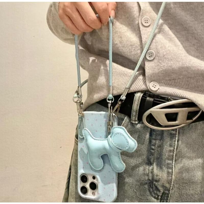 Leather Dog Pendant Crossbody Rope Suitable for Apple 16 Promax Mobile Phone Case IPhone 15 New Model
