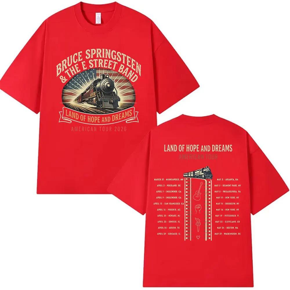 

Bruce Springsteen Land of Hope Dreams Tour 2026 Merch T Shirt Unisex Fashion Cotton Short Sleeve T-shirt Hip Hop Clothing Tshirts 4XL