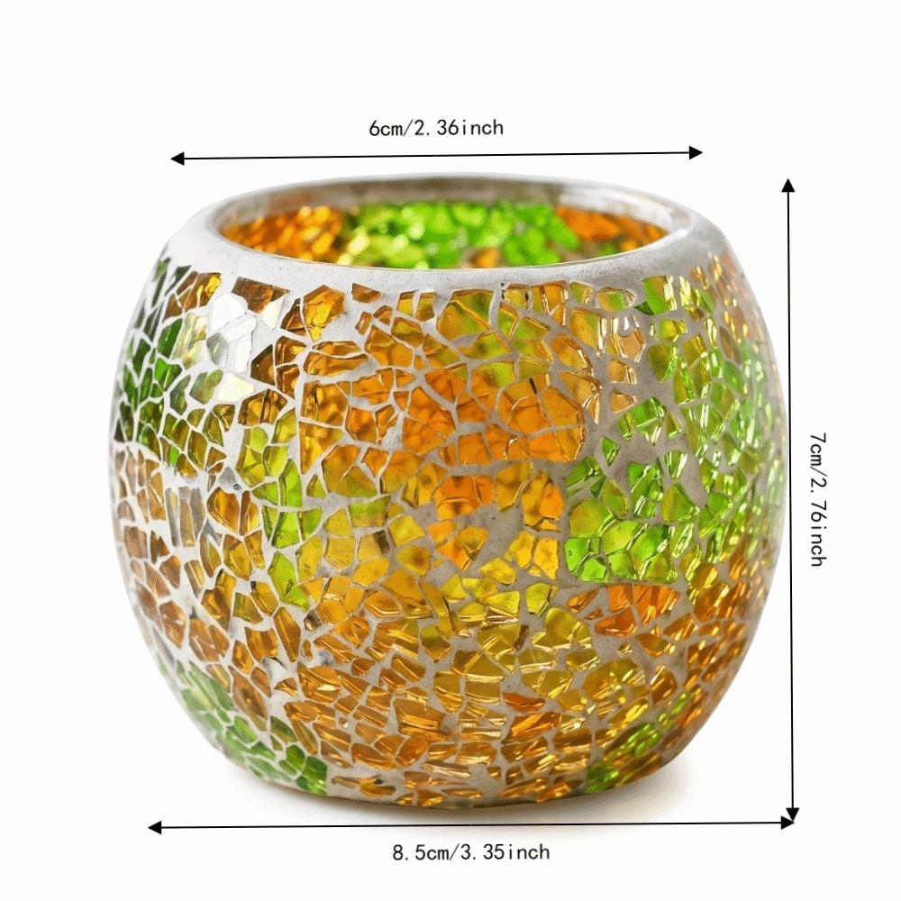 Yellow Mosaic Glass Candle Holder 3.35x2.76in Votive Candle Holder Wedding Centerpieces
