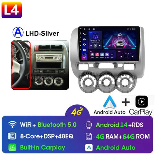 2 Din Android 14 Car Radio For Honda Fit Jazz City 2002-2007 Multimedia Video Player Navigation GPS 4G Carplay Auto Stereo RDS