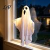 Durable Ghost Hanging Prop Halloween Glowing Decor Fabric Light Up Ornament for Window Reusable Pendant Door Spooky Yard Patio Decoration