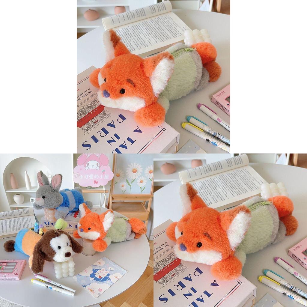 Cartoon Plush Pencil Case With Large Capacity For Students And Creative Storage
