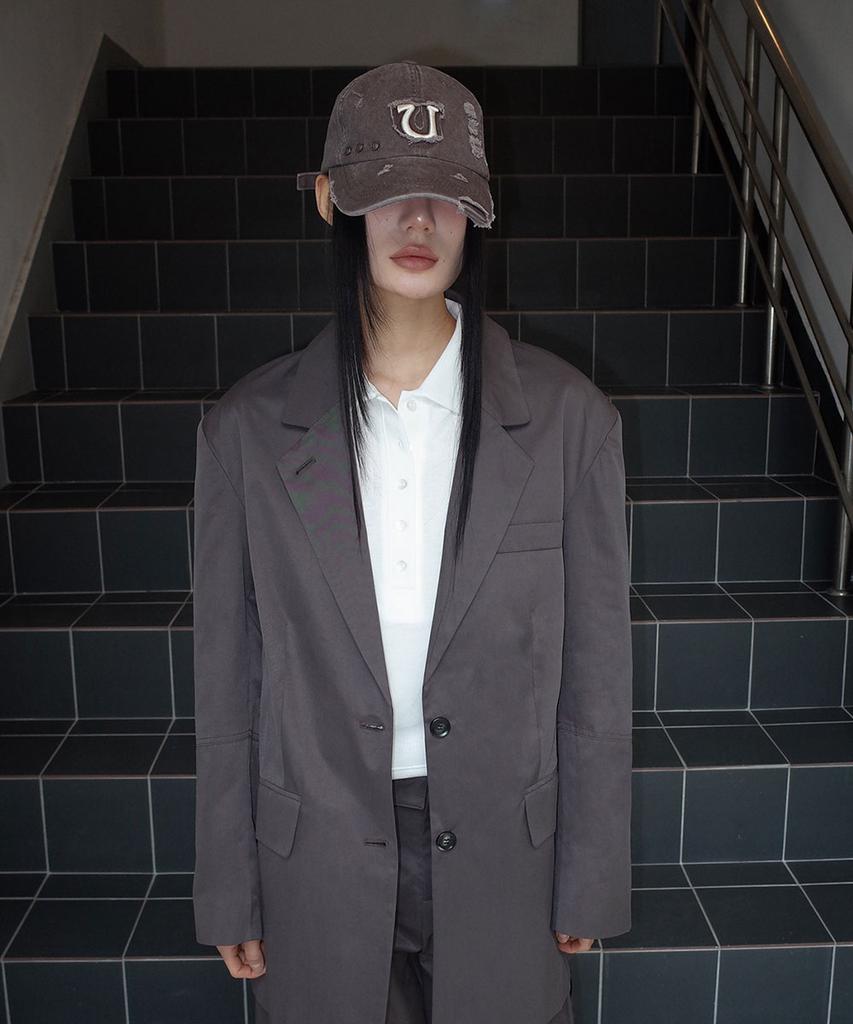 Uusoo Damage 6-Panel Ball Cap_ Washed Brown