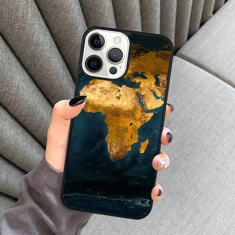 Africa Map Phone Case For iPhone 17 Air 16 16e 15 13 14 Pro Max 11 12 Plus 2022 MAX Shell Cover coque