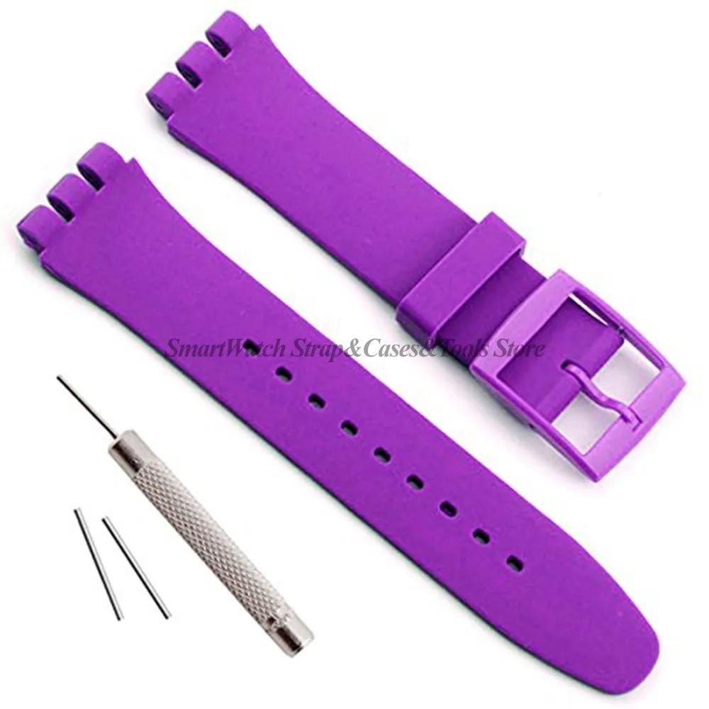 Soft Silicone Bracelet for Swatch 12mm 16mm 17mm 19mm 20mm Colorful Transparent Watchband Watch Strap Replacement with Tool