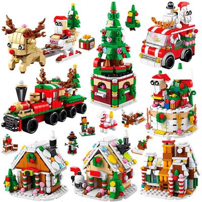 6IN1 Alce di Natale Cervo Babbo Natale Blocchi da Costruzione Città Casa di Neve Set di Mattoncini Albero di Natale Giocattoli per Bambini Regalo