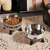 Anti-Spill High-Footed Stainless Steel Pet Bowl for Cats and Dogs with Neck Protection