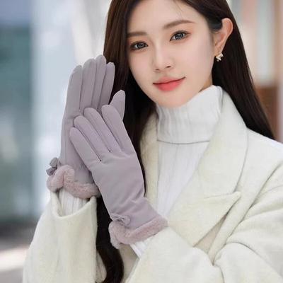 Fashion Women Winter Gloves Elegant Skin-friendly Touch Screen Outdoor Thicken Warm Cycling Driving Ladies Gloves