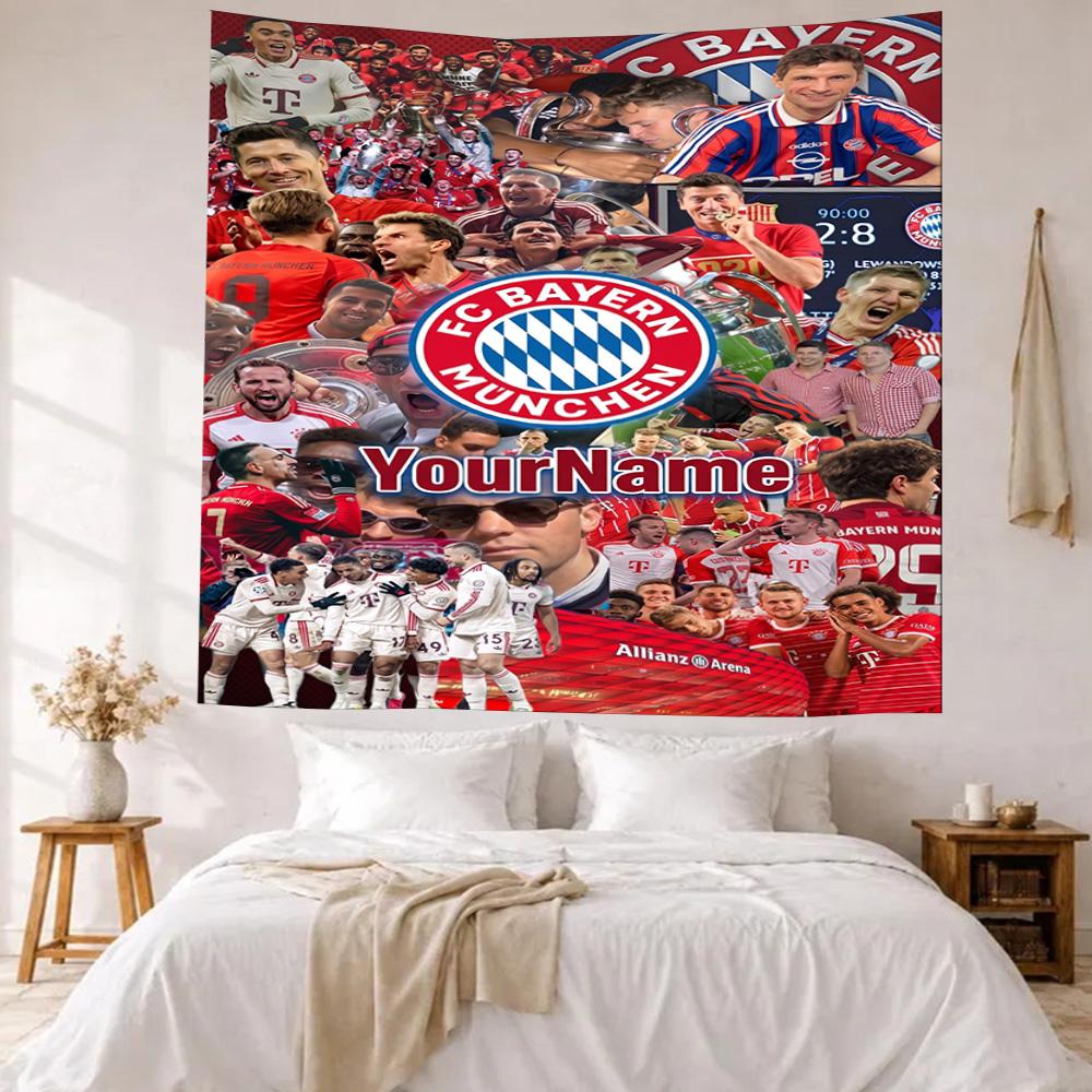 Bayern Munich Custom Your Name Wall Decor Tapestry Art For Pet Memorial Birthdaywedding Party Backdrop Family Gift
