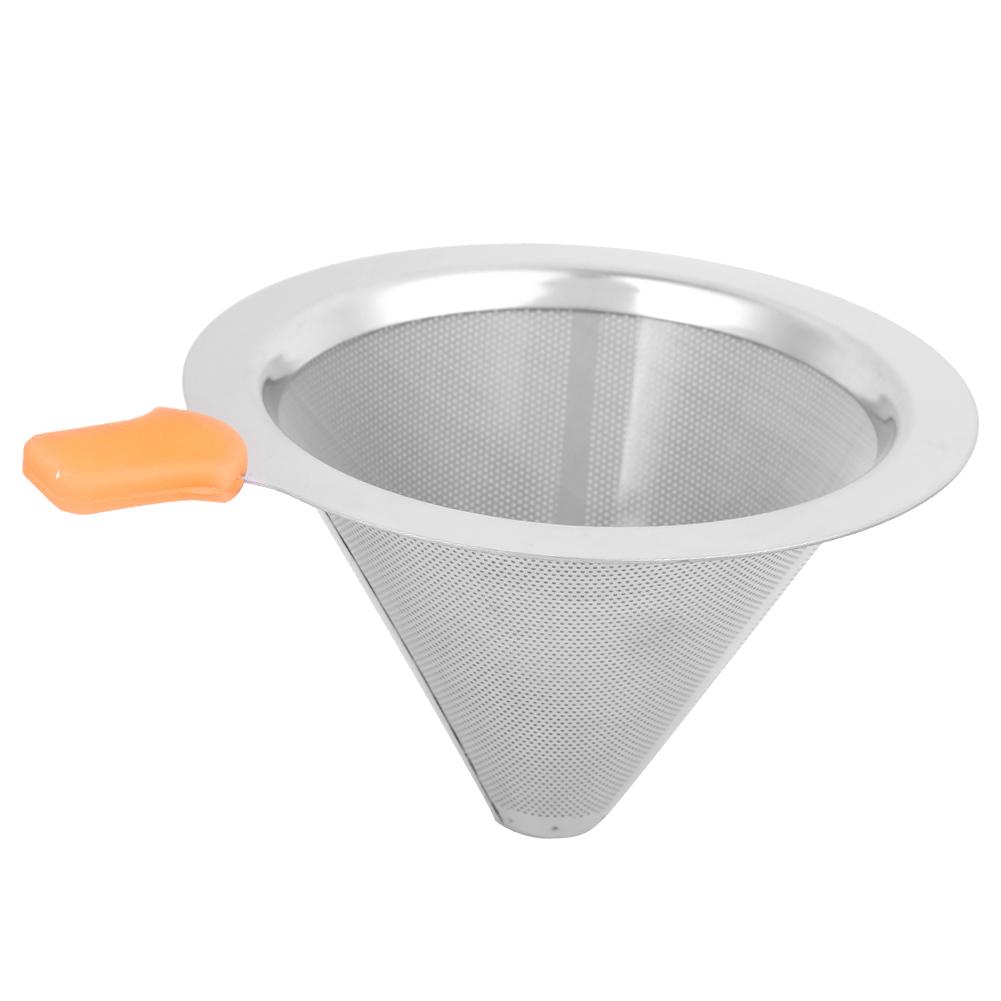 Coffee Maker Drip Filter Double Layer Stainless Steel Reusable Coffee Funnel for 1‑2 PeopleOrange