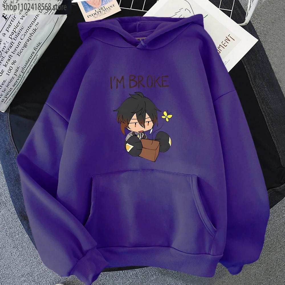 Zhongli Genshin Impact Meme Hoodie Men Gothic Long Sleeve Sweatshirts Kawaii Clothes Sudadera Y2k Tops Crewneck Women
