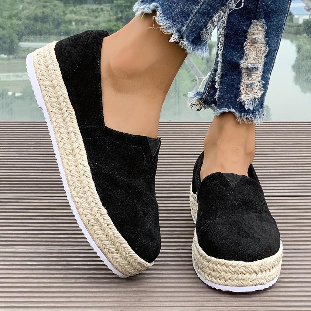 Women's Suede Slip-On Espadrille Style Casual Shoes for Spring and Autumn