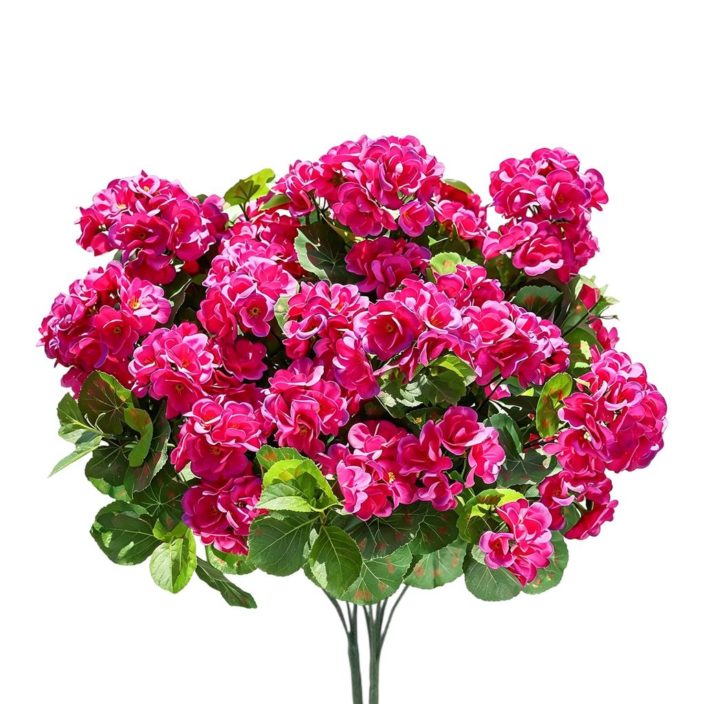 Umělé květiny pro venkovní použití 14'' Červená pelargonie Hedvábné květiny Venkovní UV odolné Zahradní rostliny Keř Falešné květiny Pro domácnost Svatba Kuchyňská dekorace