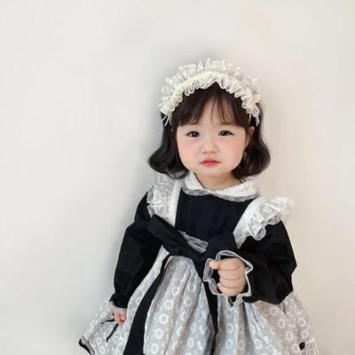 Retro Dantel Hairbands Yürümeye Başlayan Kız için Tatlı Prenses Yay Saç Çember Küçük Kız için Siyah Bej Çocuklar Şapkalar saç aksesuarları