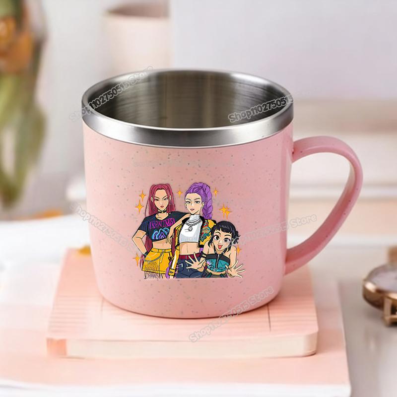 KPop Demon Hunters Children Home Water Cups Cartoon Stainless Steel Milk Mugs School Office Coffee Tea Adorable Girl Drink Cups