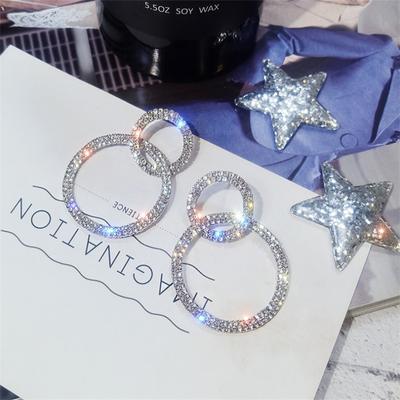 New Fashion Circular Rhinestone Long Style Dangle  Earrings  for Women Girl Gift Jewelry Wholesale